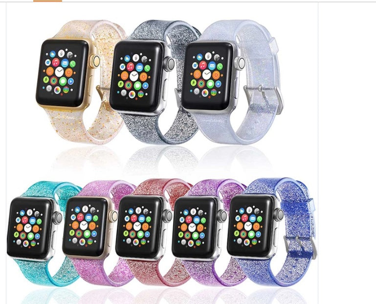 Silicone Smart Watch Strap with Glitter for Unisex Fashion - Teleplus smart watch strap silicone glitter