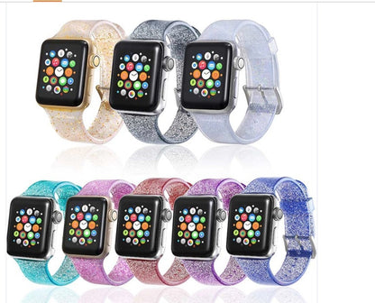 Silicone Smart Watch Strap with Glitter for Unisex Fashion - Teleplus smart watch strap silicone glitter