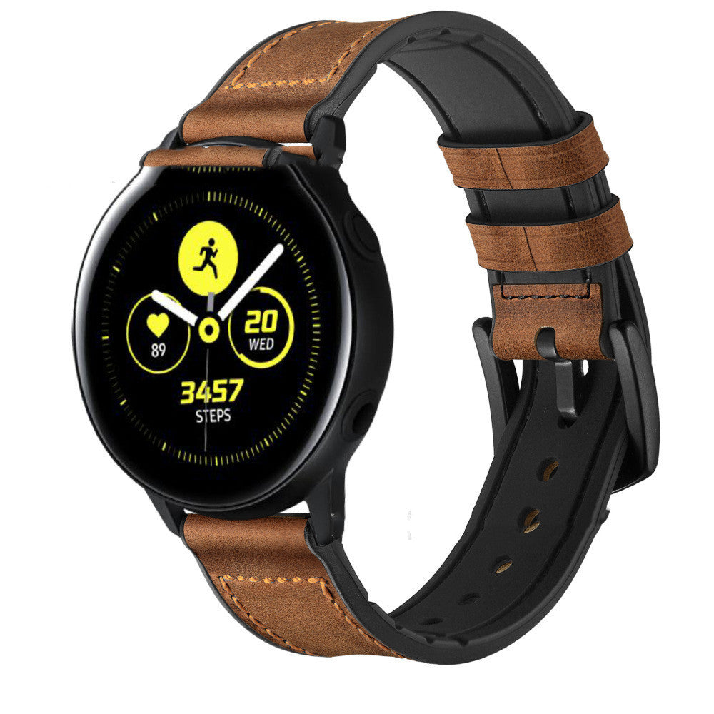 Silicone Stick Leather Watch Strap for 20mm Compatible with Samsung and Non-Samsung - Devices leather watch strap