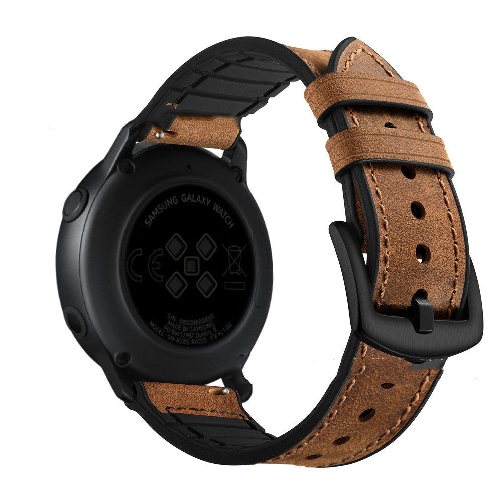 Silicone Stick Leather Watch Strap Top Layer Cowhide - Silicone Stick Leather Watch Strap for 20mm Devices