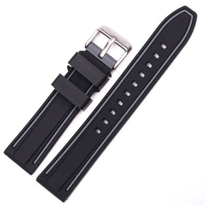 Silicone Strap for Smart Watch Breathable Quick Release 20-26mm Black Red Silver - Teleplus silicone strap smart watch