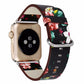 Silk-printed Floral Leather Strap Chinoiserie - Silk Printed Floral Leather Strap Watch Bands