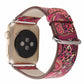 Silk-printed Floral Leather Strap Chinoiserie - Silk Printed Floral Leather Strap Watch Bands