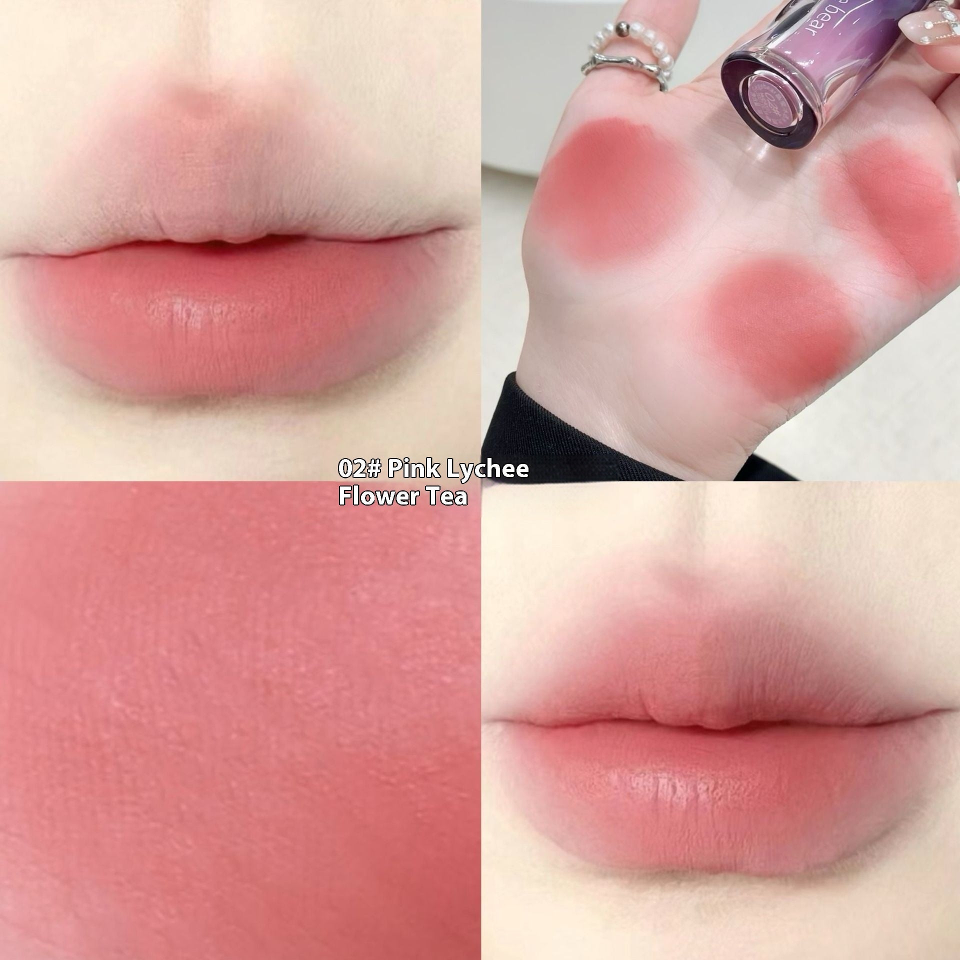 Silky Matte Lip Gloss with Color-Resistant Finish in Peach Pink and Floral Tones - silky matte lip gloss finish