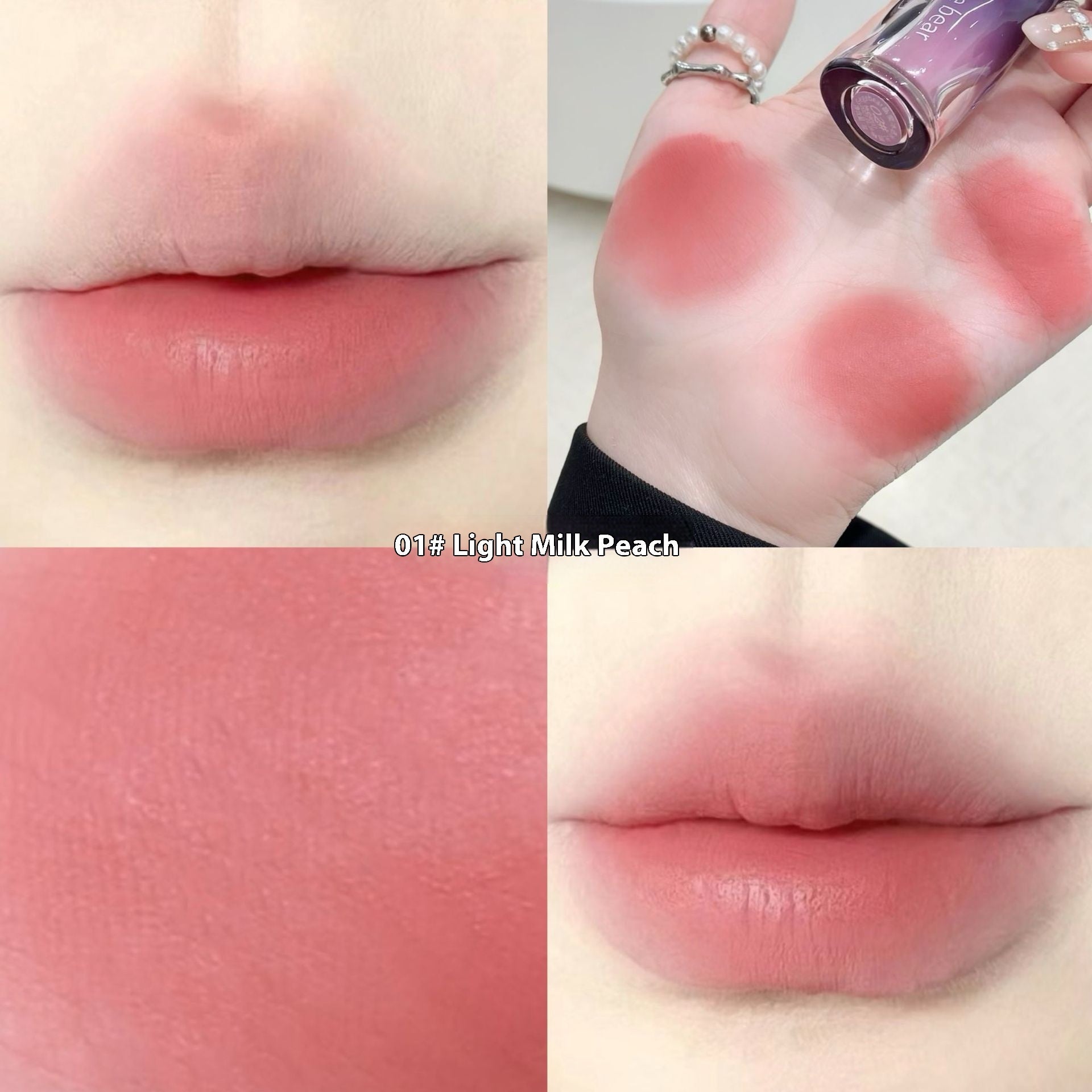 Silky Matte Lip Gloss with Color-Resistant Finish in Peach Pink and Floral Tones - silky matte lip gloss finish