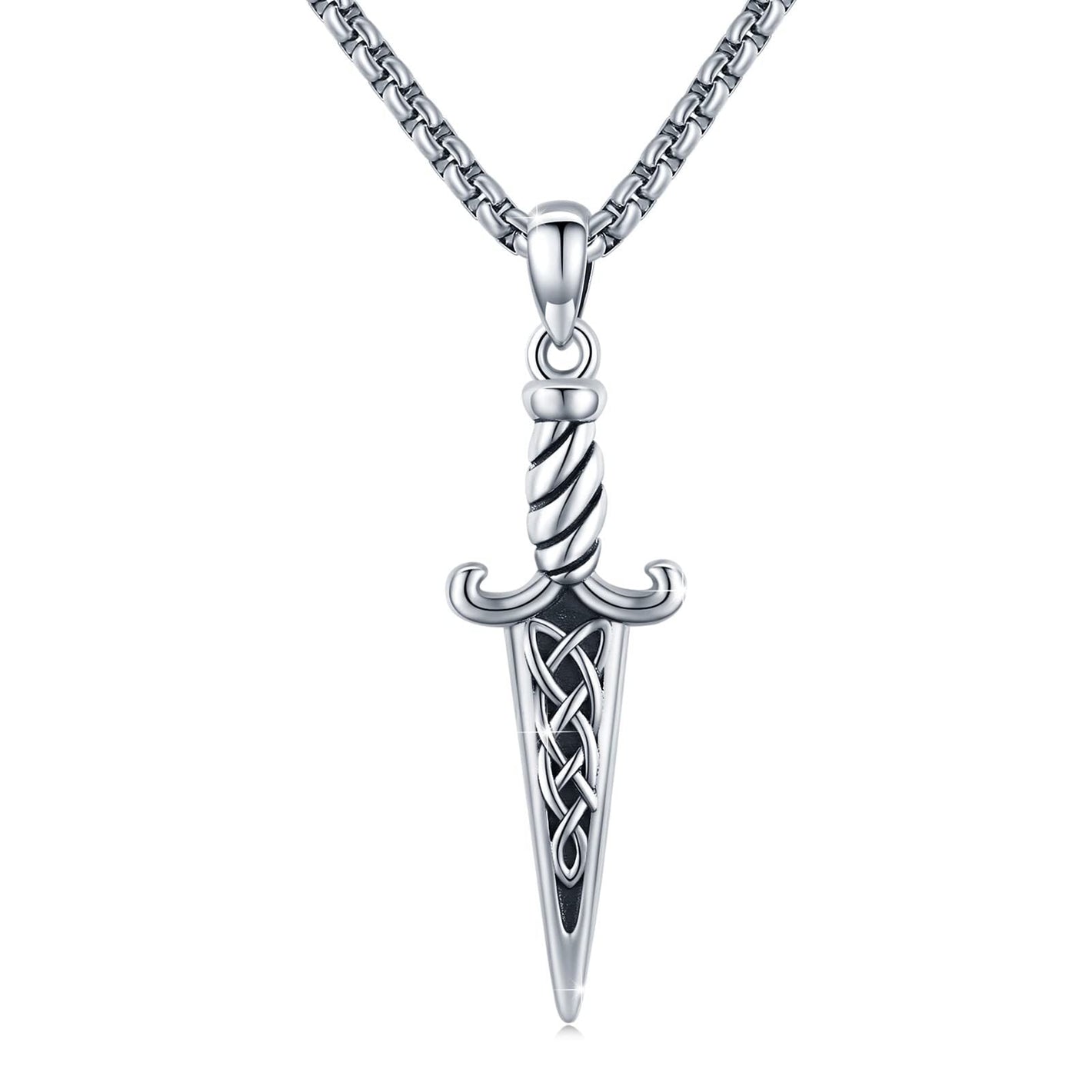 Silver Celtic Double-Edged Dagger Pendant Necklace for United States Shoppers - Bling Warriors Who Love Irish Flair