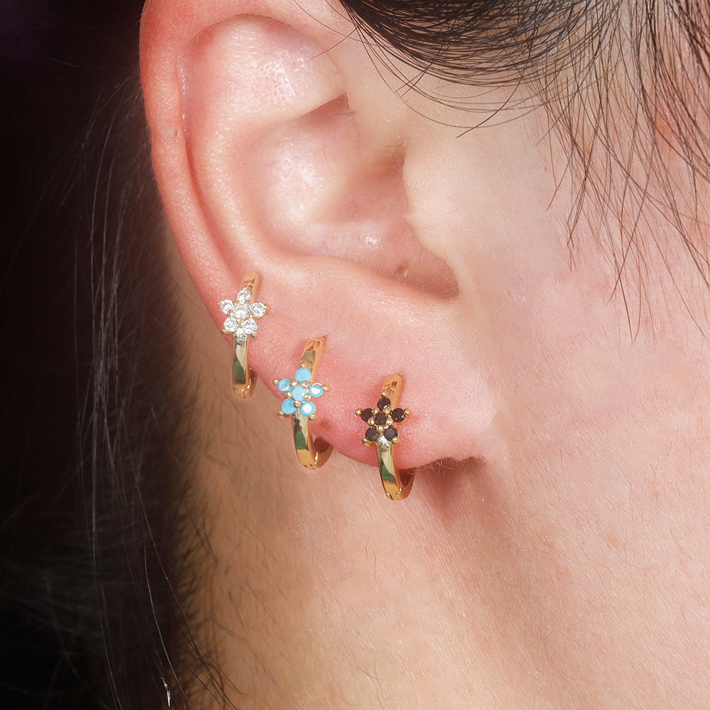 Electroplating Gold Flower Jewelry Sets for Women United States CHF - Sparkle Like Stars with 2pcs Y76003 Earrings