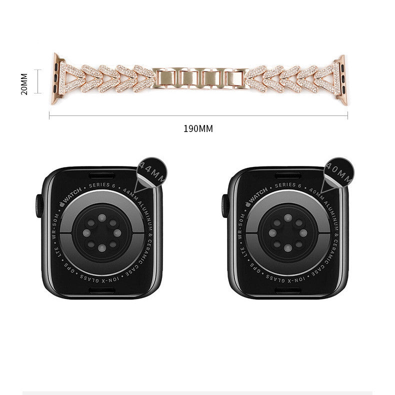 Silver Rose Gold and Starlight Smart Watch Band Compatible with Apple - Strap smart watch strap