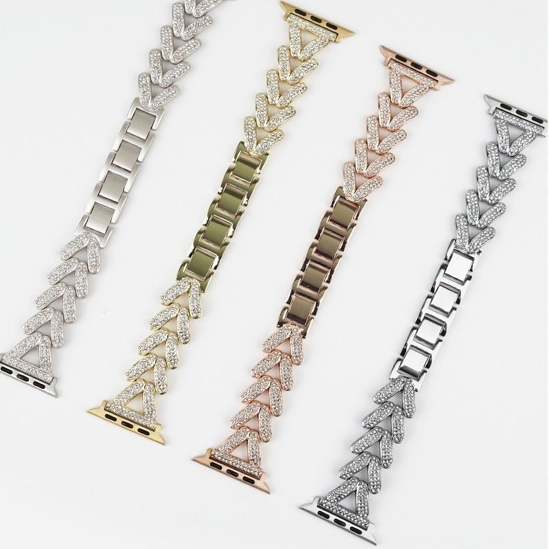 Silver Rose Gold and Starlight Smart Watch Band Compatible with Apple - Strap smart watch strap