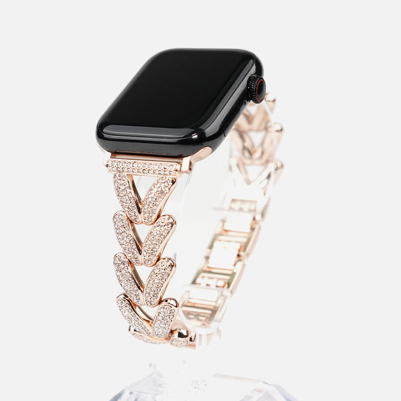 Silver Rose Gold and Starlight Smart Watch Band Compatible with Apple - Strap smart watch strap