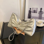 Silver Waist Bag with Crossbody and Shoulder Options for Daily - Teleplus waist bag silver underarm shoulder crossbody