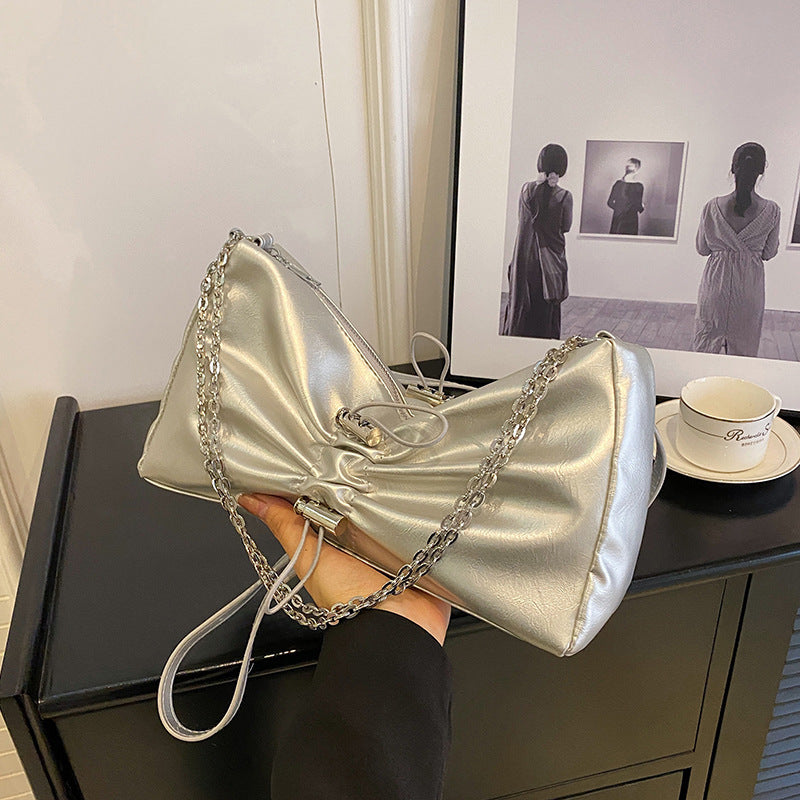 Silver Waist Bag with Crossbody and Shoulder Options for Daily - Teleplus waist bag silver underarm shoulder crossbody