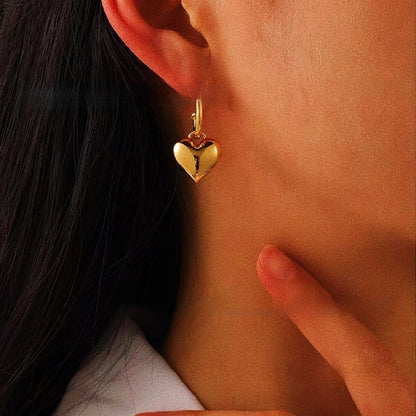 Simple 18K Love Pendant Gold Plated Zircon Earrings - Love Bling That Won’t Break the Bank or Your Heart