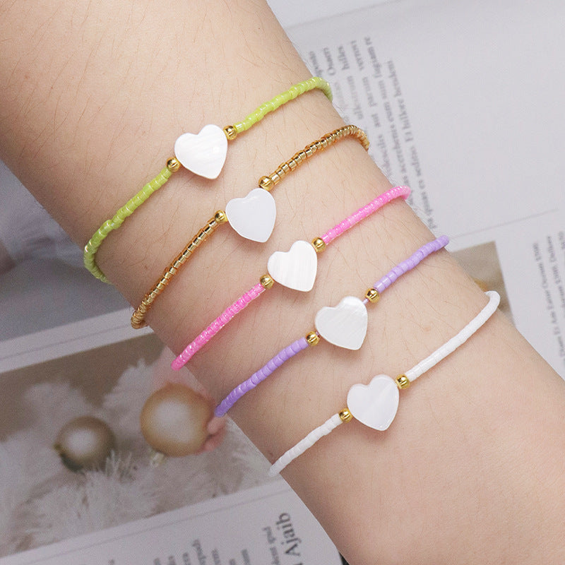 Simple And Compact Multicolor Bead Natural Shell Bracelet - Simple Compact Multicolor Bead Shell Bracelet