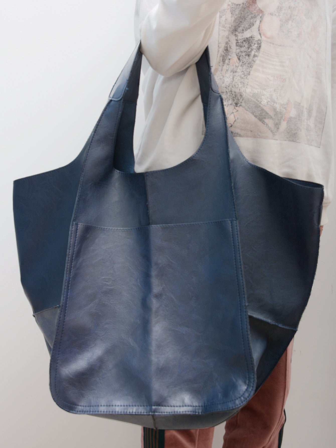Simple Big Bag in Polyester PU Fabric Large Capacity Shoulder - simple big bag soft leather large capacity shoulder
