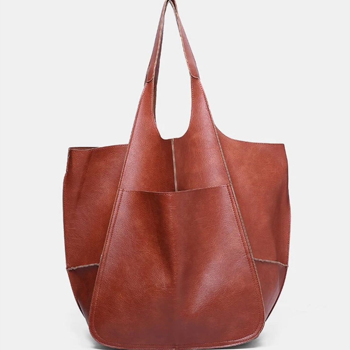 Simple Big Bag in Polyester PU Fabric Large Capacity Shoulder - simple big bag soft leather large capacity shoulder