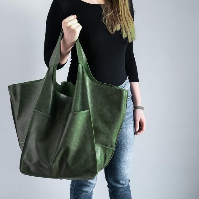 Simple Big Bag in Polyester PU Fabric Large Capacity Shoulder - simple big bag soft leather large capacity shoulder