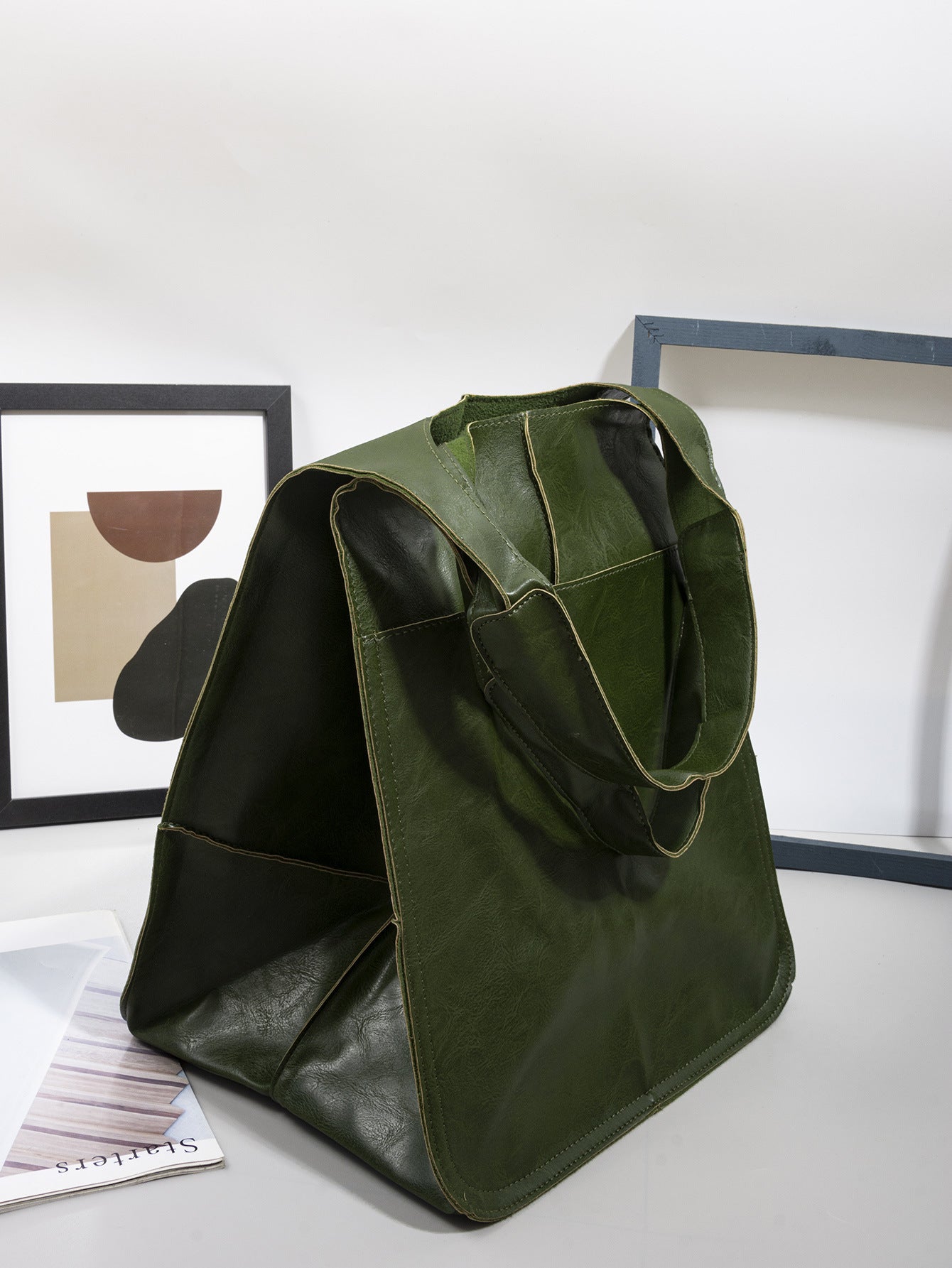 Simple Big Bag in Polyester PU Fabric Large Capacity Shoulder - simple big bag soft leather large capacity shoulder