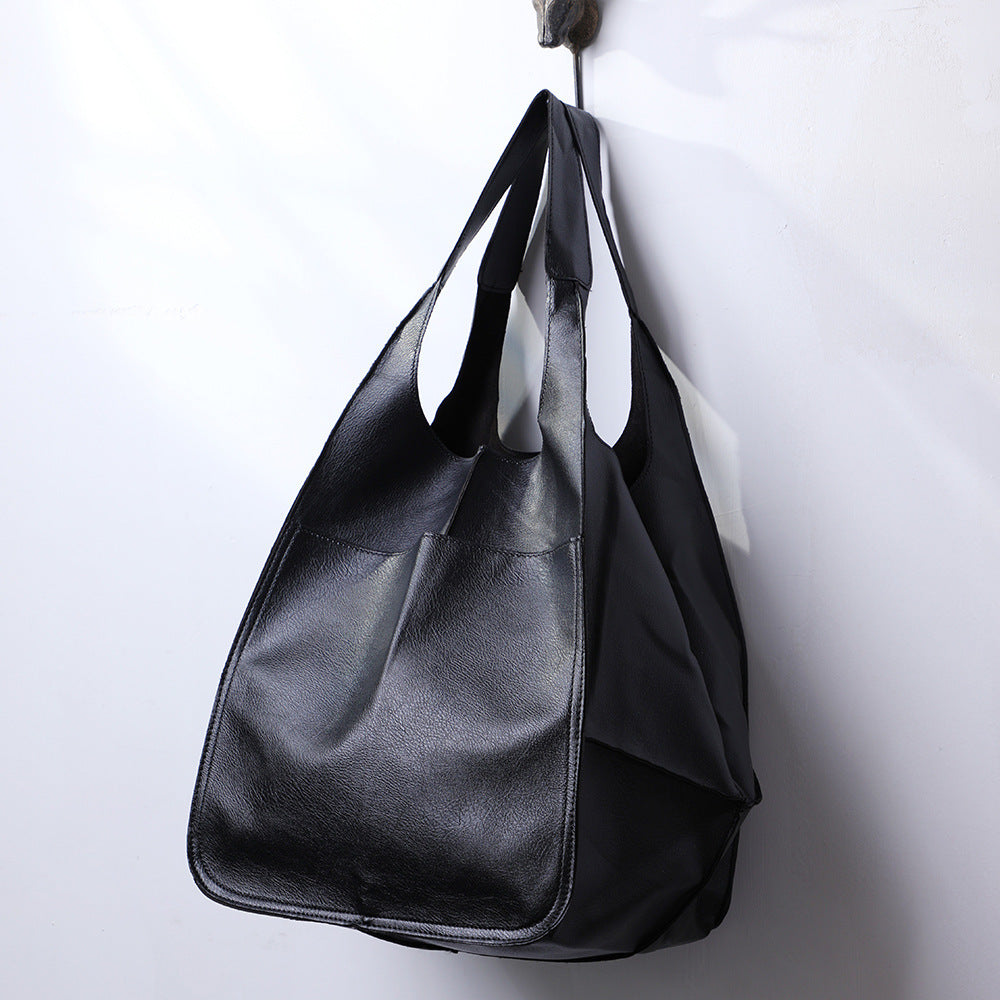 Simple Big Bag in Polyester PU Fabric Large Capacity Shoulder - simple big bag soft leather large capacity shoulder