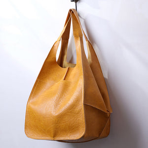 Simple Big Bag in Polyester PU Fabric Large Capacity Shoulder - simple big bag soft leather large capacity shoulder