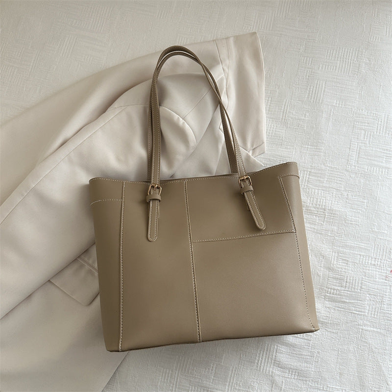 Simple Commute Large Underarm Bag with Sandwich Pocket and Soft PU Material - Teleplus simple commute large capacity