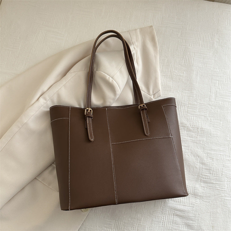 Simple Commute Large Underarm Bag with Sandwich Pocket and Soft PU Material - Teleplus simple commute large capacity