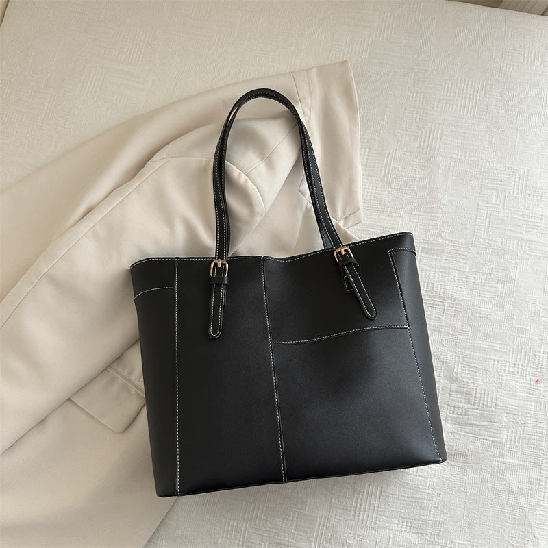 Simple Commute Large Underarm Bag with Sandwich Pocket and Soft PU Material - Teleplus simple commute large capacity