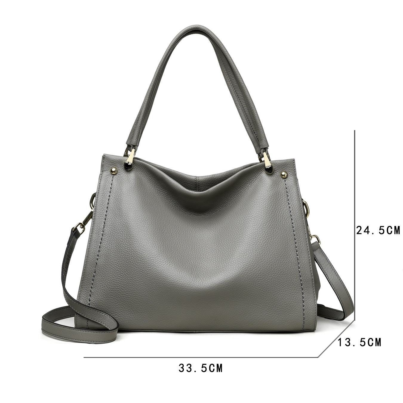 Simple Cowhide Leather Bag with Multiple Compartments and Adjustable Shoulder Strap - simple cowhide leather