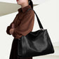 Simple Cowhide Leather Bag with Multiple Compartments and Adjustable Shoulder Strap - simple cowhide leather