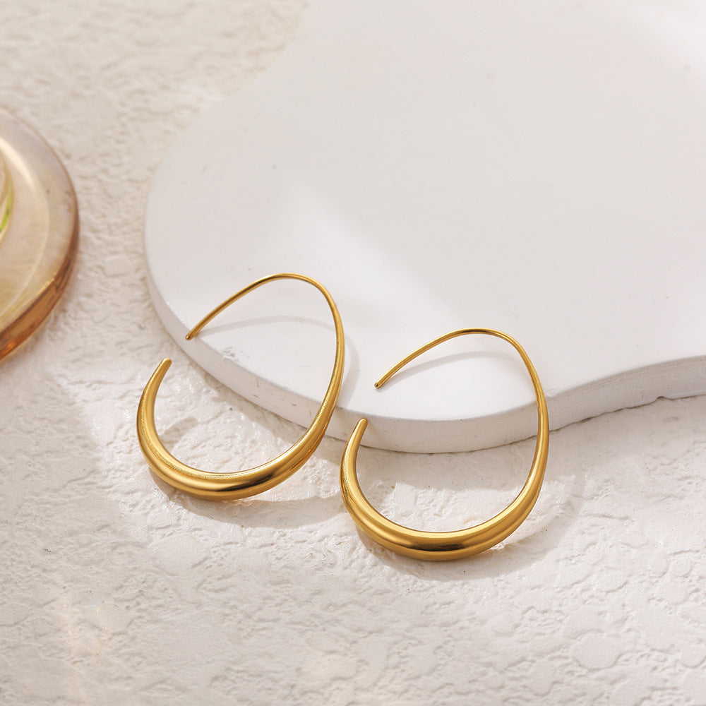 Simple European And American Style Oval Ear Hook High Profile And Generous Advanced Sense - Earrings So Stylish