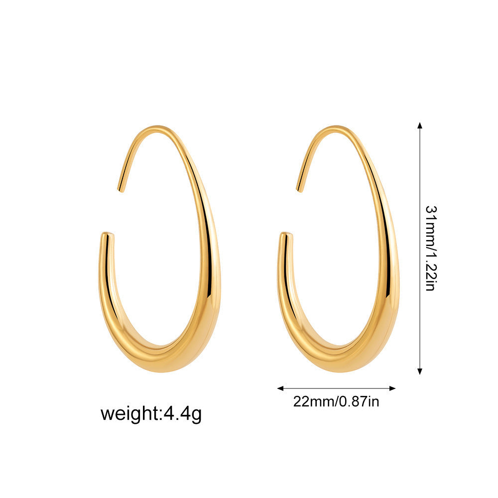 Simple European And American Style Oval Ear Hook High Profile And Generous Advanced Sense - Earrings So Stylish