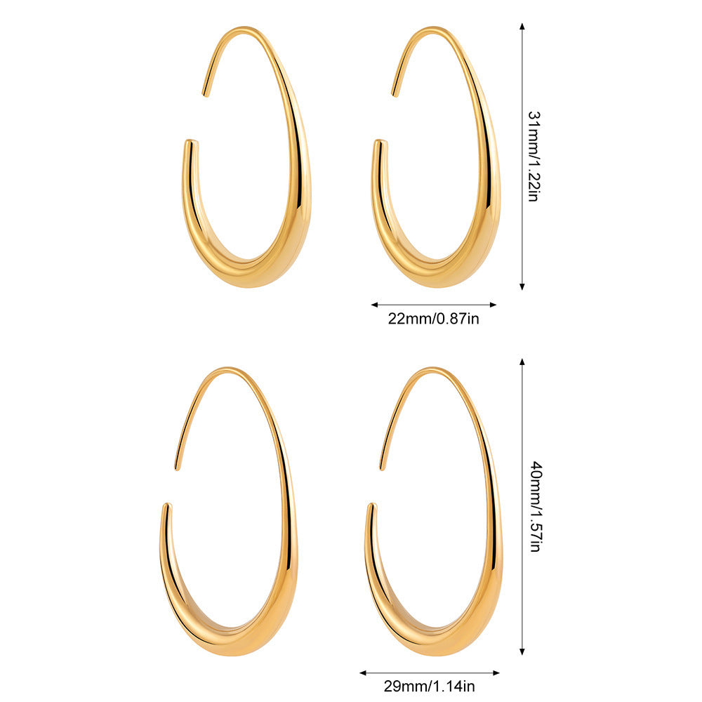 Simple European And American Style Oval Ear Hook High Profile And Generous Advanced Sense - Earrings So Stylish