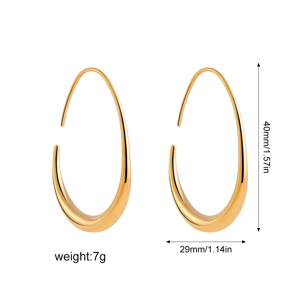 Simple European And American Style Oval Ear Hook High Profile And Generous Advanced Sense - Earrings So Stylish