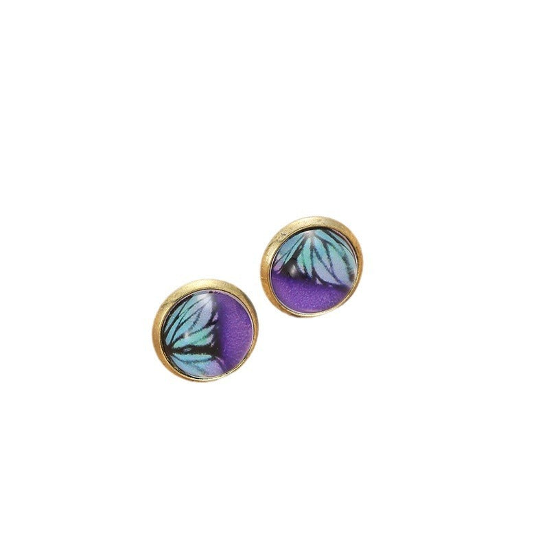 Simple Exquisite Button Stud Earrings Round Hexagonal - Earrings So Simple Even Butterflies Are Jealous