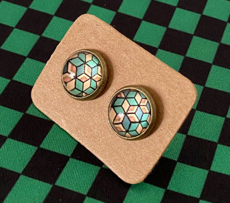 Simple Exquisite Button Stud Earrings Round Hexagonal - Earrings So Simple Even Butterflies Are Jealous