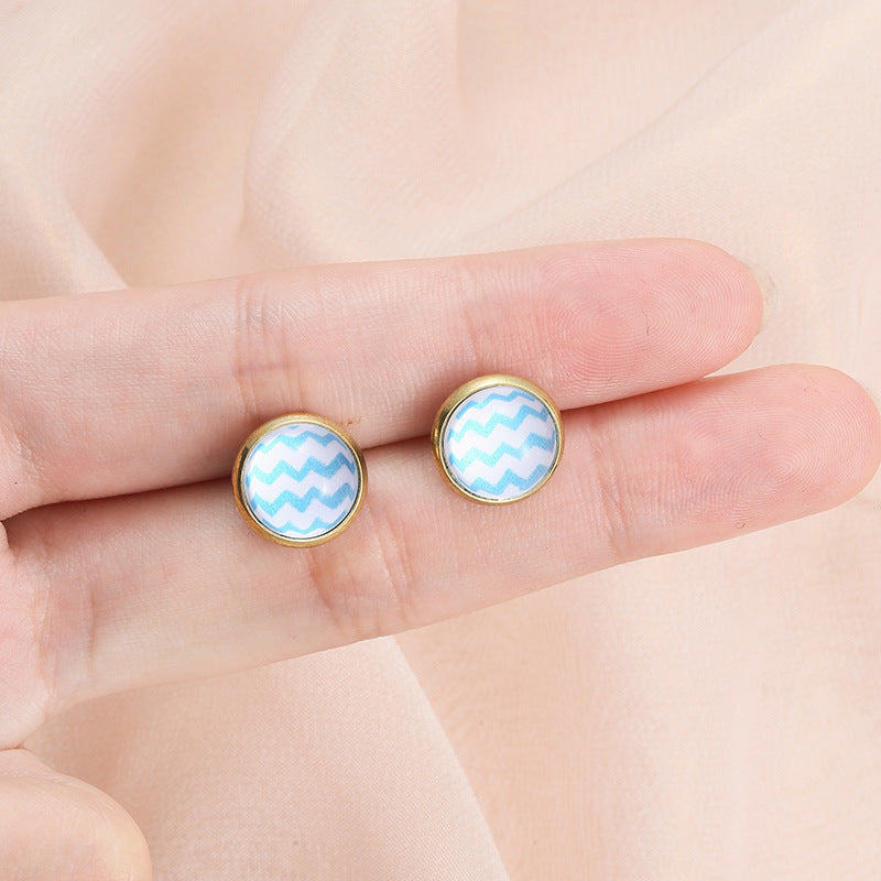 Simple Exquisite Button Stud Earrings Round Hexagonal - Earrings So Simple Even Butterflies Are Jealous