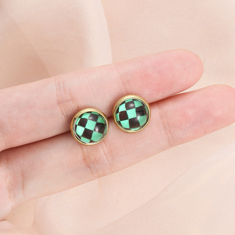 Simple Exquisite Button Stud Earrings Round Hexagonal - Earrings So Simple Even Butterflies Are Jealous