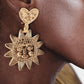 Gold and Silver Female Zinc Alloy Sun Packing Earrings for the United States - Heart-shaped Sunflower Shine Brightly