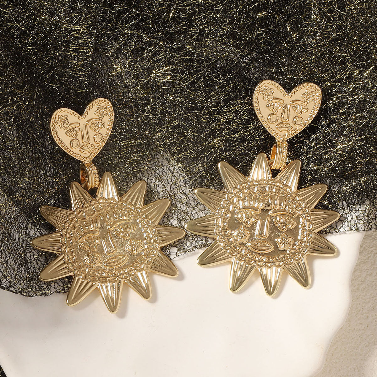 Simple Fashion Alloy SUNFLOWER Heart-shaped Earrings