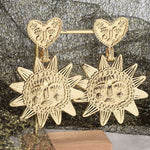 Gold and Silver Female Zinc Alloy Sun Packing Earrings for the United States - Heart-shaped Sunflower Shine Brightly