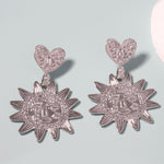 Gold and Silver Female Zinc Alloy Sun Packing Earrings for the United States - Heart-shaped Sunflower Shine Brightly