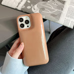 Simple fashion glossy leather phone case in various colors for iPhone models - Fashion Glossy Leather Phone Case simple