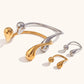 Simple Fashion Personality Light Luxury Stainless Steel Plated 18K Gold Double Water Drip Head Open Bracelet - Light