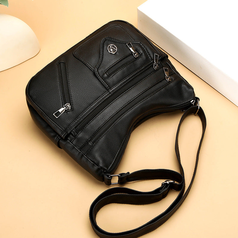 Simple Fashion Shoulder Crossbody Bag with Sandwich Pocket and Zipper - Teleplus simple fashion shoulder crossbody bag
