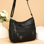 Simple Fashion Shoulder Crossbody Bag with Sandwich Pocket and Zipper - Teleplus simple fashion shoulder crossbody bag
