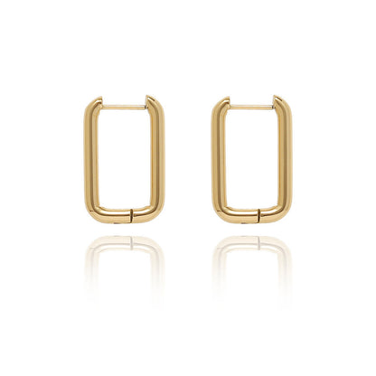 Square Ear Earrings in Gold Silver Titanium Steel for United States and CHF - Clips That Won’t Be About Style united