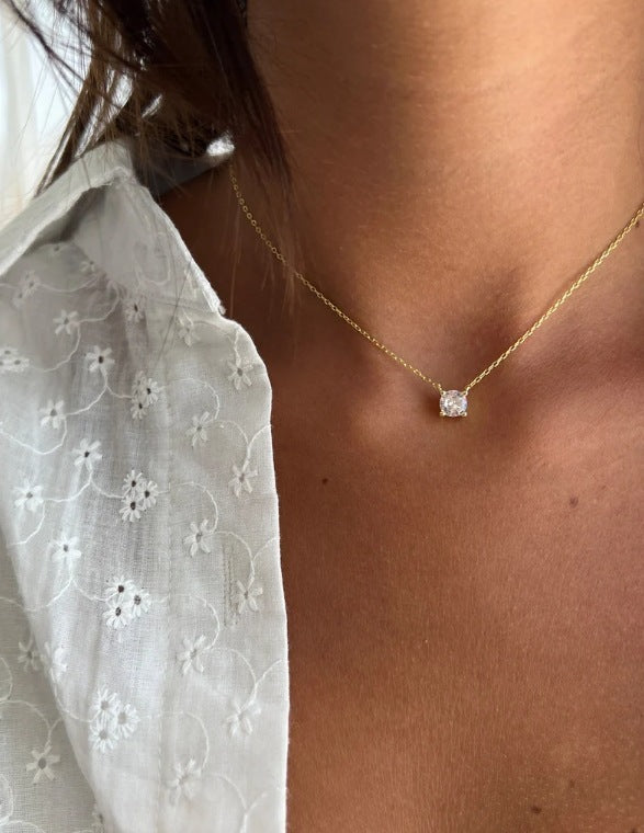 Simple Geometric Zircon Pendant Necklace For Women - Geometric Sparkle: Necklaces for Women Who Shine