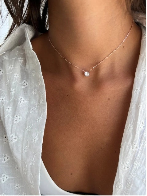 Simple Geometric Zircon Pendant Necklace For Women - Geometric Sparkle: Necklaces for Women Who Shine