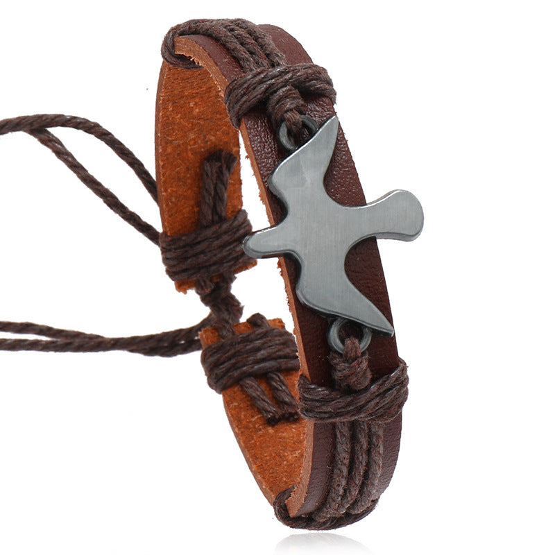 Simple Handmade Woven Adjustable Leather Bracelet Creative - Simple Handmade Woven Adjustable Leather Bracelet