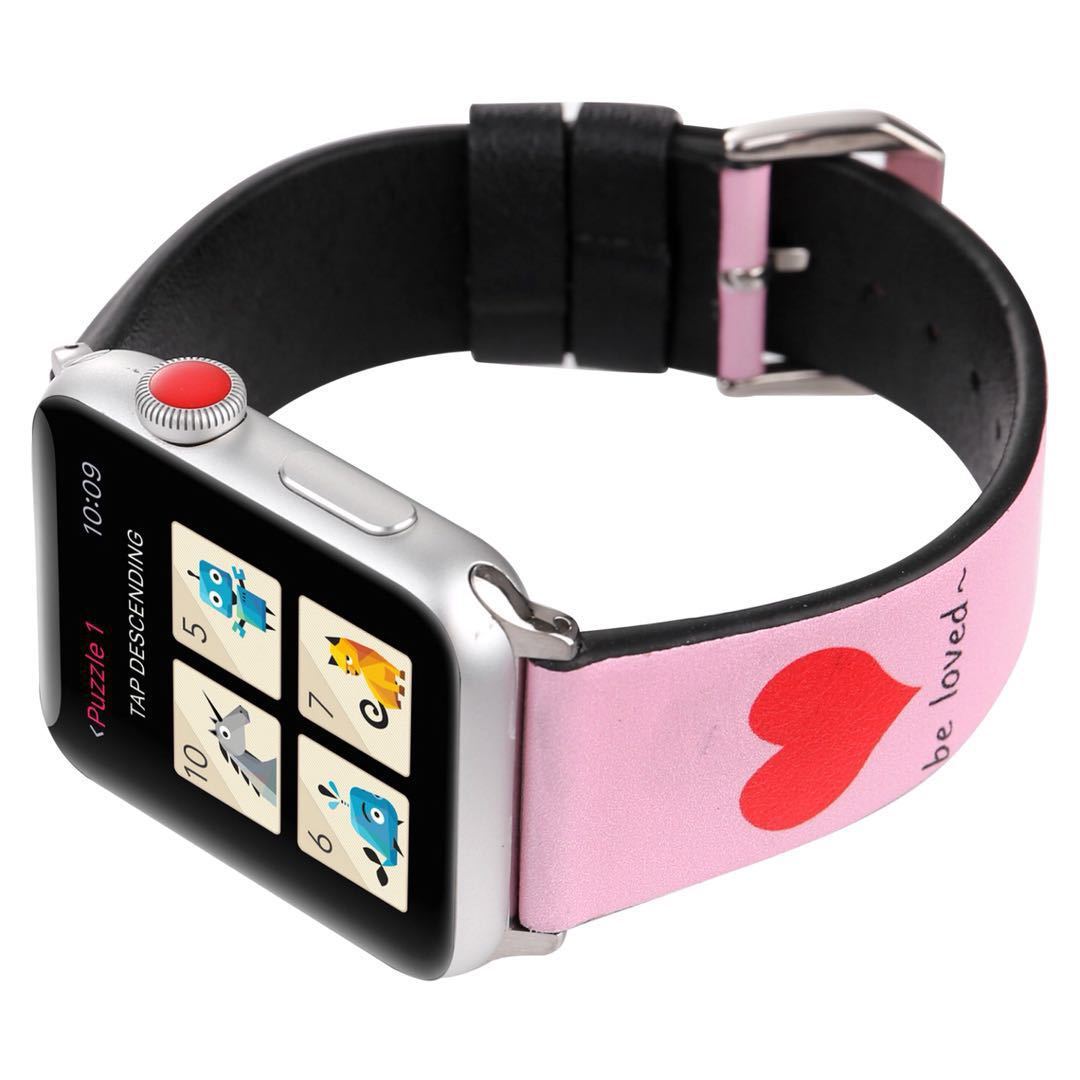 Simple Leather Love Watch Strap in Red and White for 38mm 42mm - Your Time-Telling Romance simple leather love watch